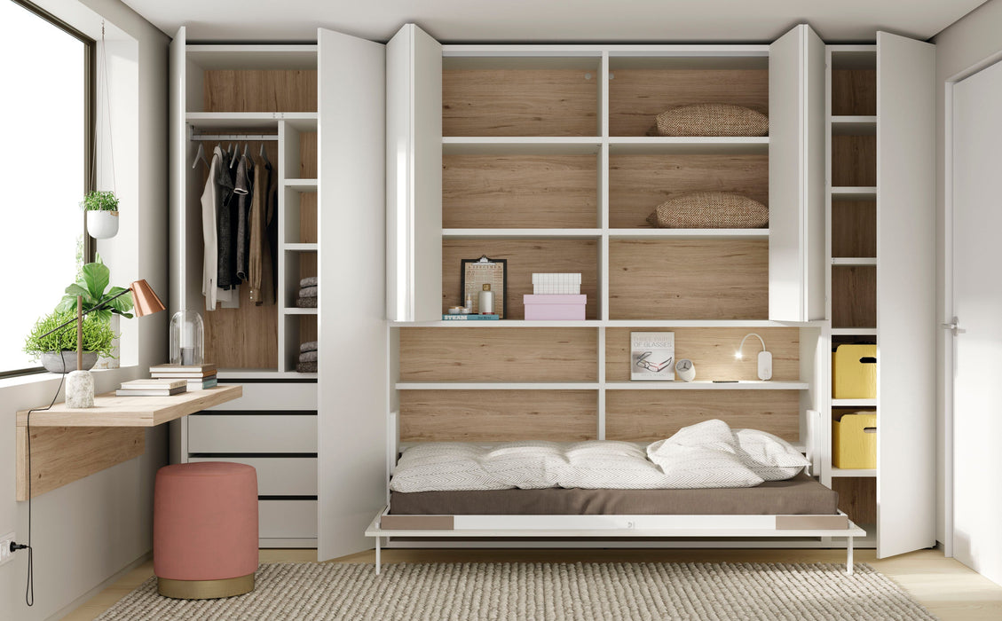 Single Horizontal Wall Bed with Integrated Wardrobe- bedda